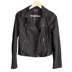 ASTR Womens Dark Brown Faux Suede Moto Jacket Size M